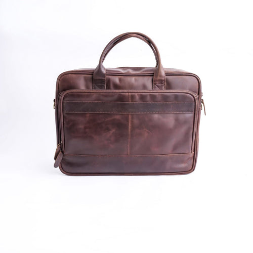 Leather Laptop Bag-Vintage Midnight Brown