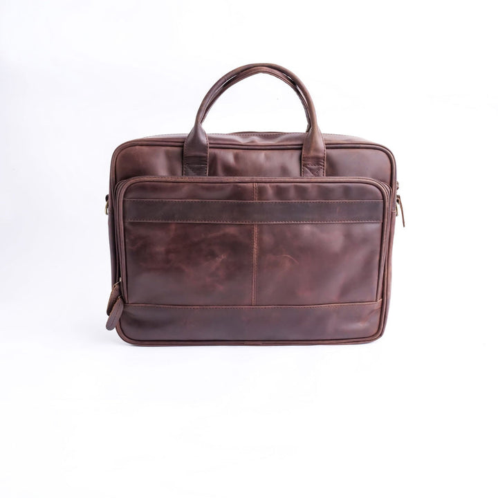 Everyday Companion Leather Laptop Bag-Vintage Midnight Brown - Image 1