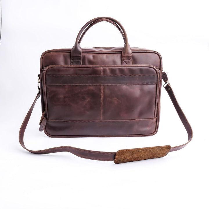 Everyday Companion Leather Laptop Bag-Vintage Midnight Brown - Image 7