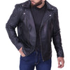 Mens Biker Black Quilted Leather Jacket