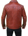 Mens Vintage Classic Brown Leather Trucker Jacket