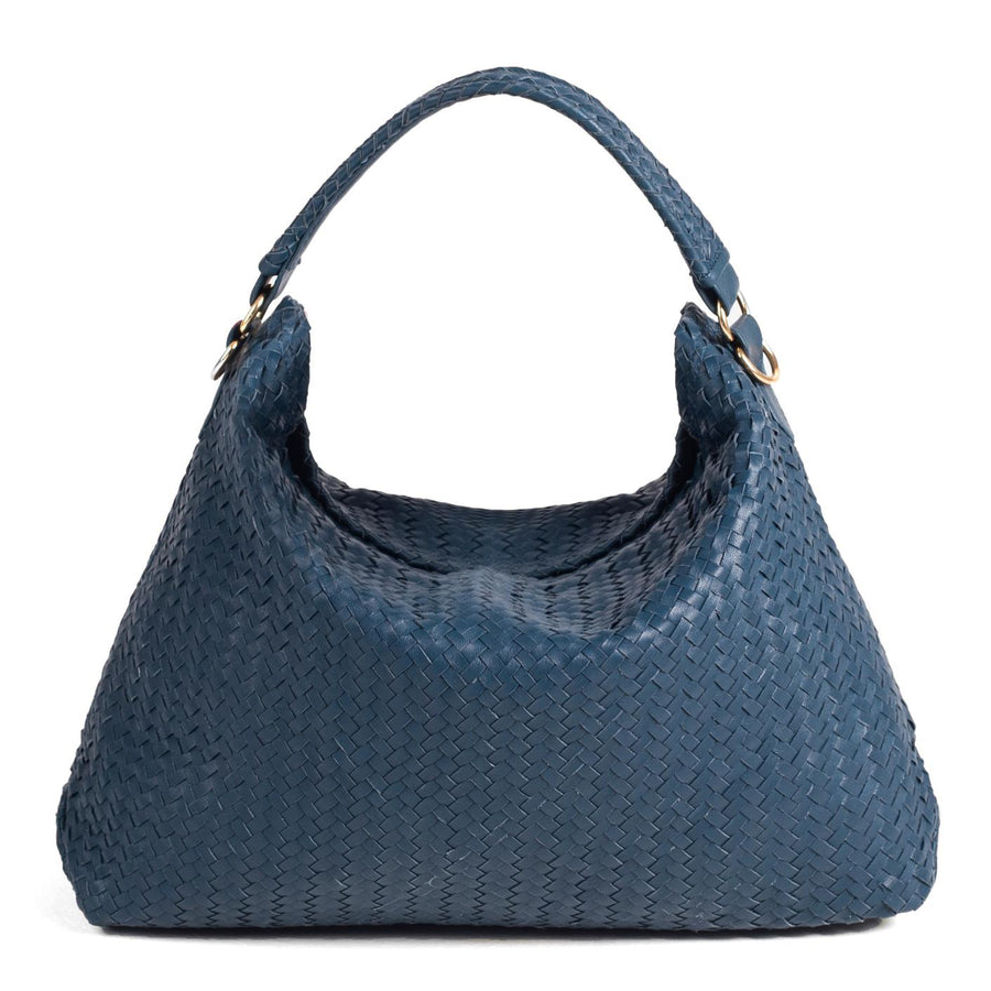 Handmade Woven Original Blue Leather Bag - Image 1