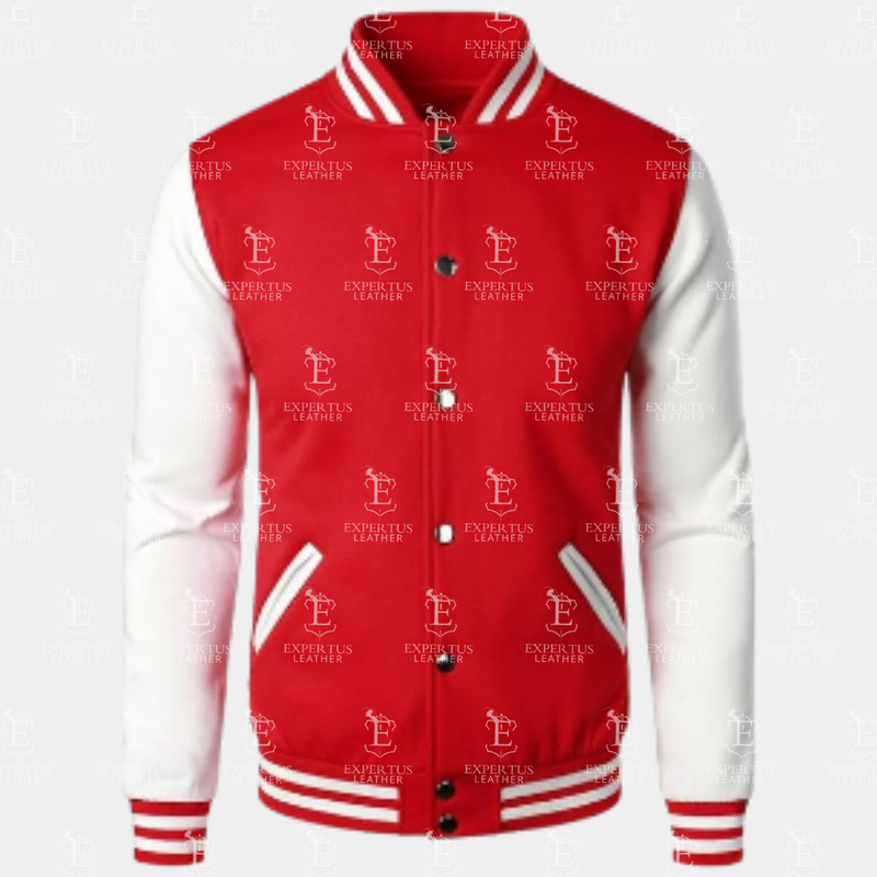 Mens Red and White Classic Varsity Jacket