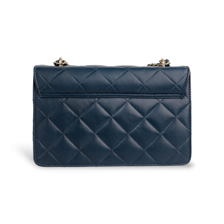 Flora Quilted Crossbody Leather Bag - Blue - Image 14