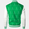 Mens Green and White Classic Varsity Jacket