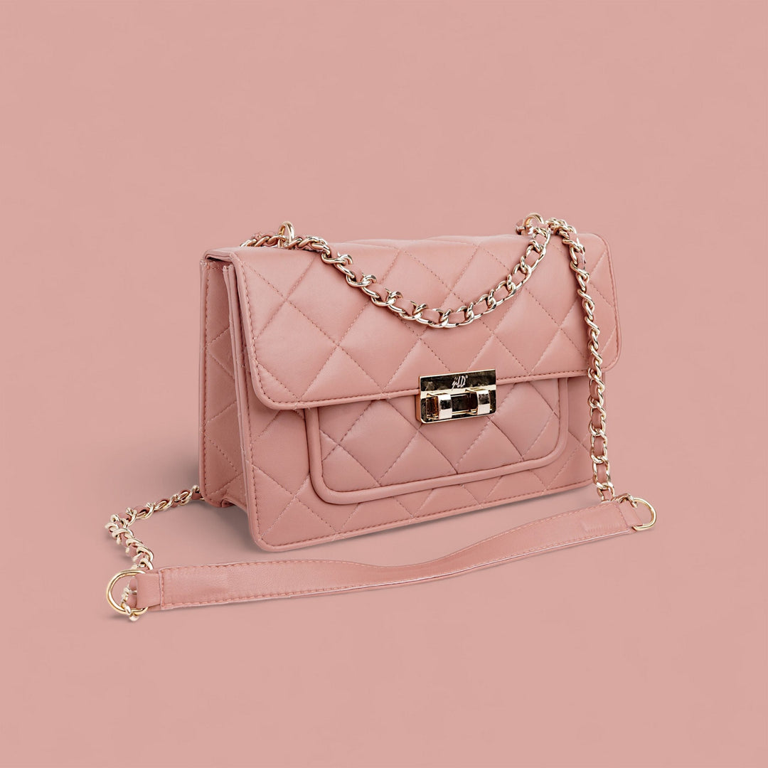 Flora Quilted Crossbody Leather Bag - Pink - Image 4
