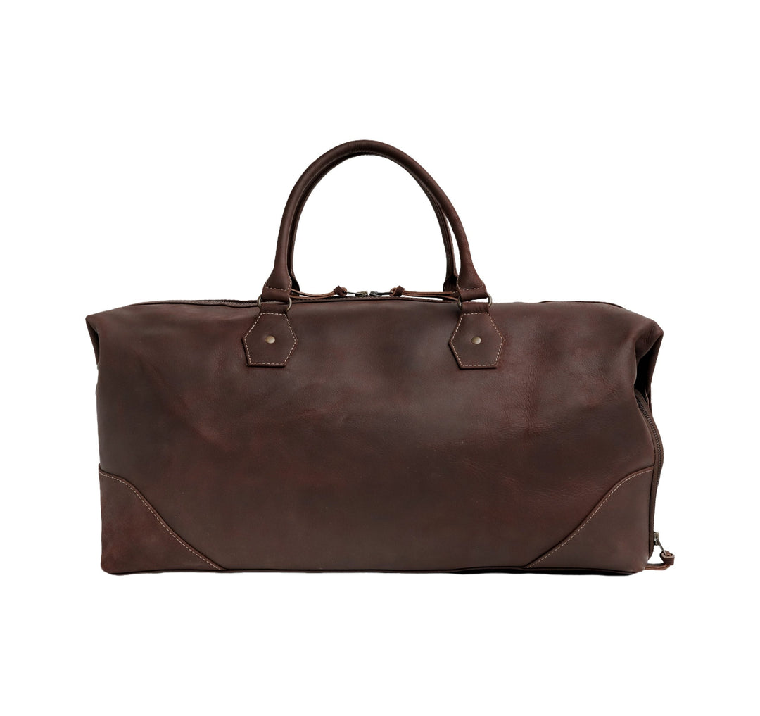 The Weekender Travel Leather Duffle Bag-Midnight Brown - Image 1