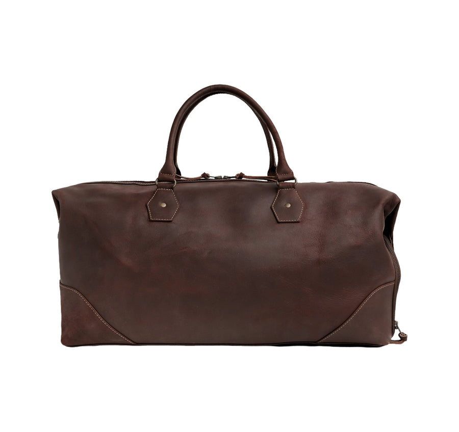 The Weekender Travel Leather Duffle Bag-Midnight Brown - Image 1