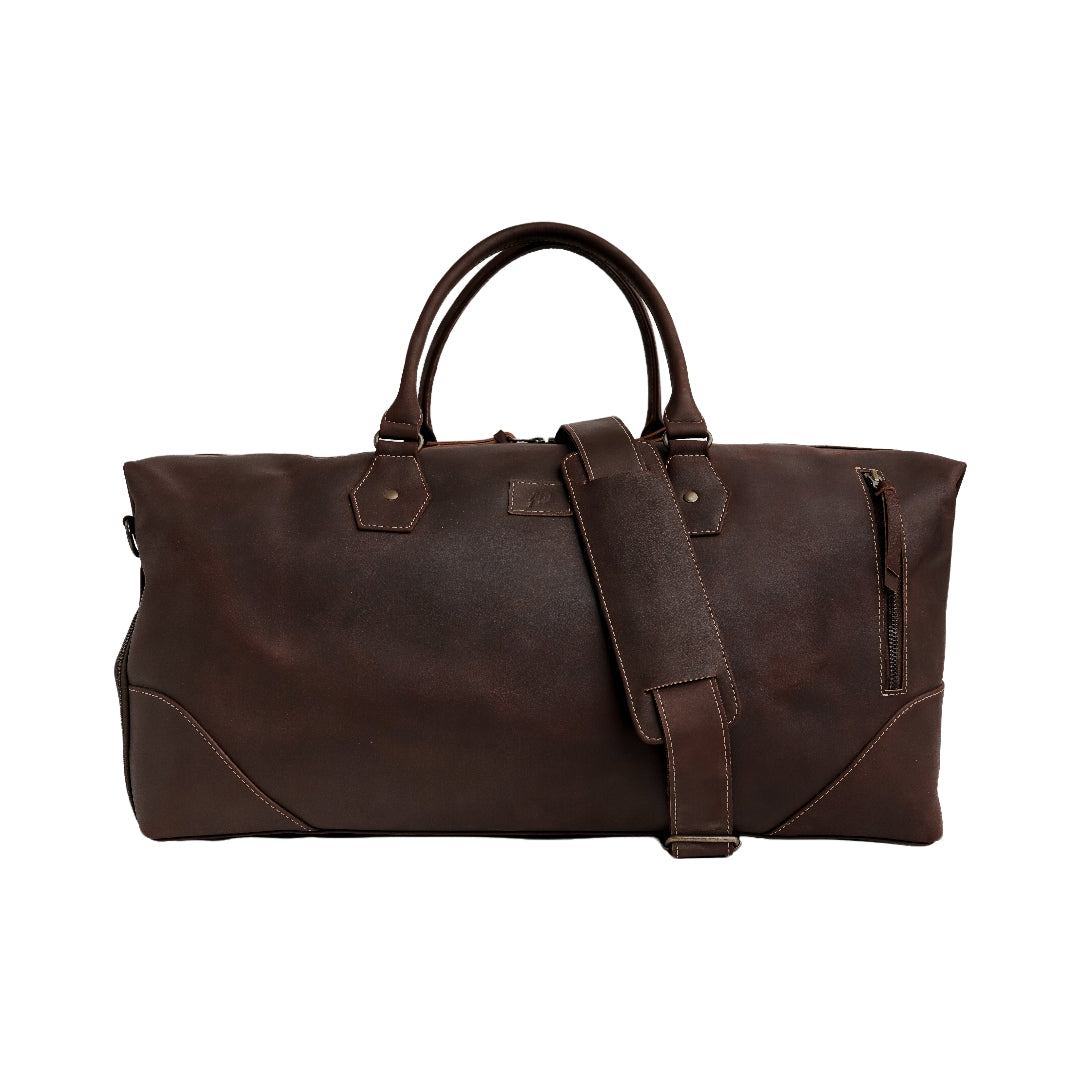 The Weekender Travel Leather Duffle Bag-Midnight Brown - Image 2