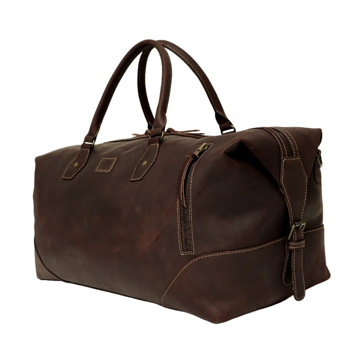The Weekender Travel Leather Duffle Bag-Midnight Brown - Image 17