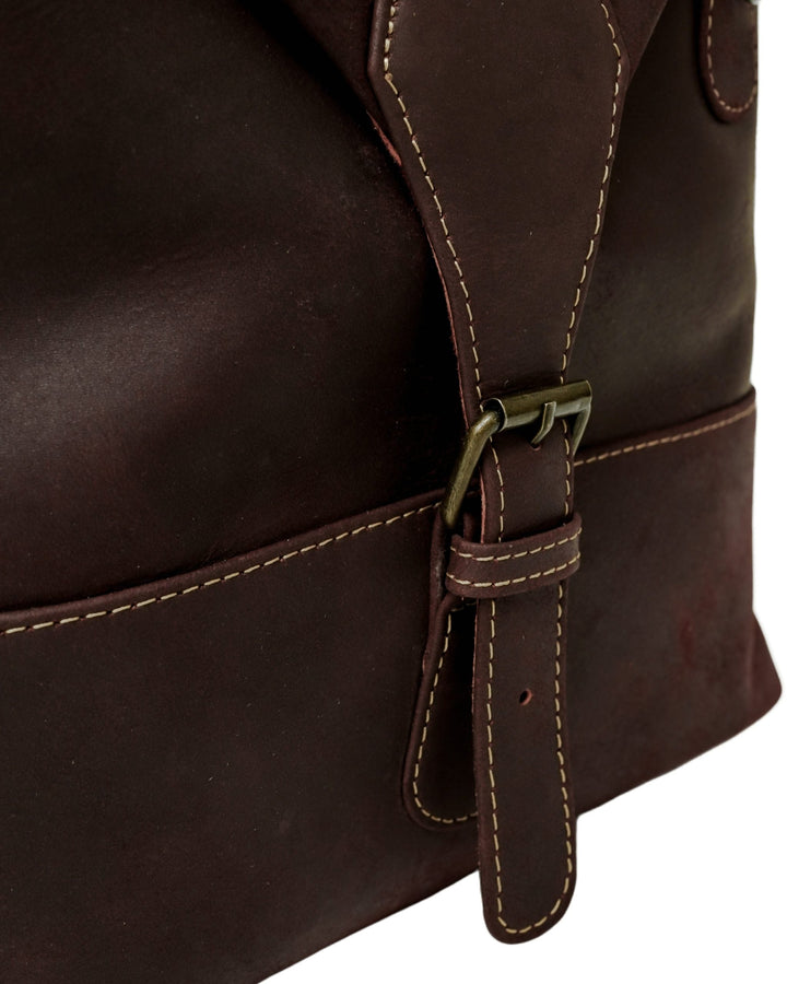 The Weekender Travel Leather Duffle Bag-Midnight Brown - Image 18