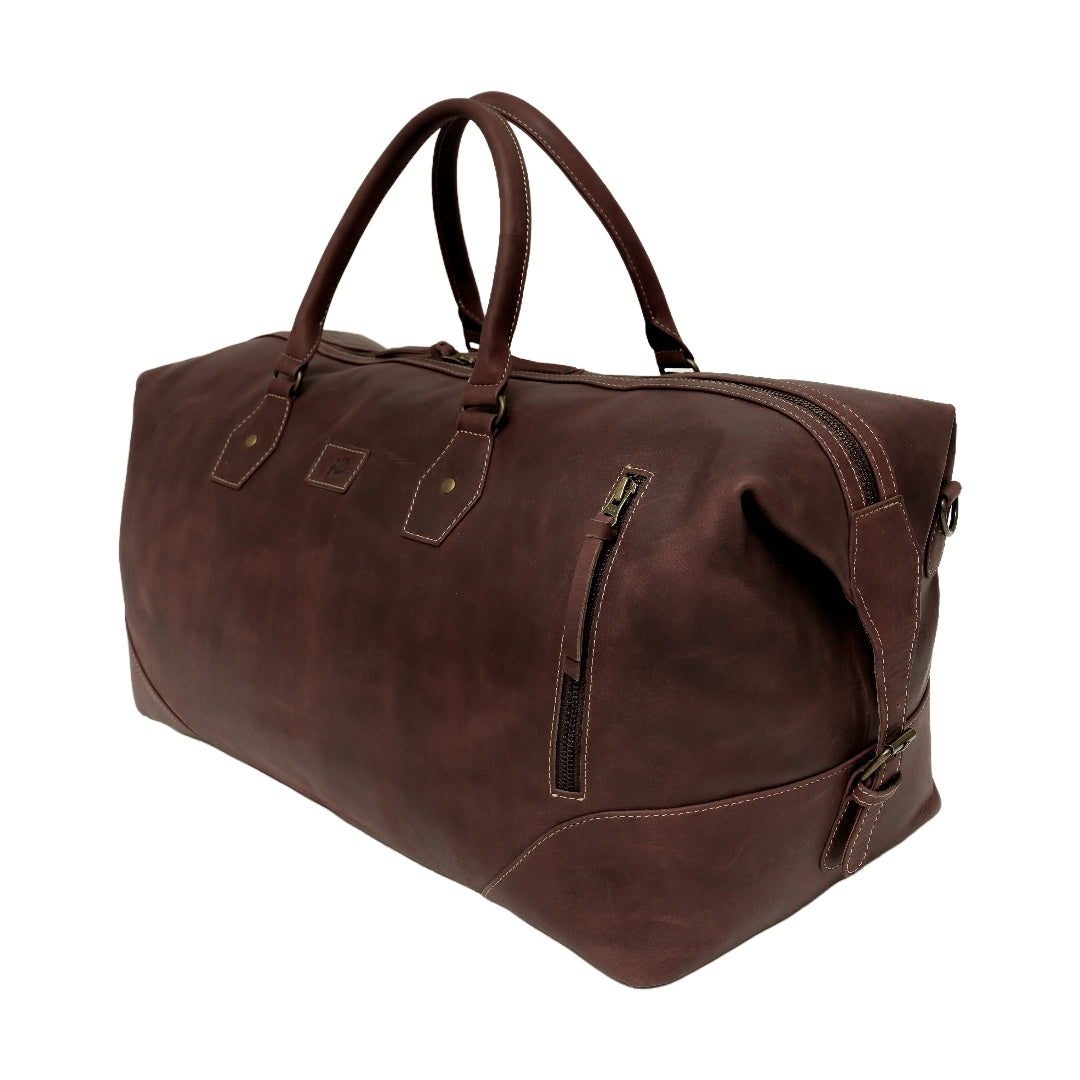 The Weekender Travel Leather Duffle Bag-Tan Brown - Image 3