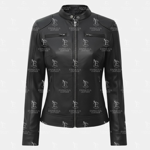 Women's Black Quilted Asymmetric Leather Biker Jacket