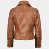 Women's Brown Asymmetric Leather Biker Jacket