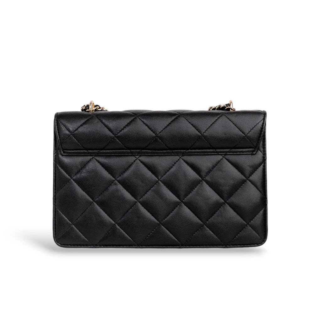 Flora Quilted Crossbody Leather Bag - Black - Image 2