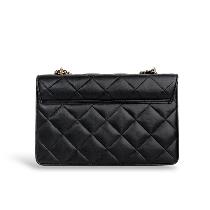 Flora Quilted Crossbody Leather Bag - Black - Image 2