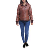 Womens Brown Leather Jacket With Hood