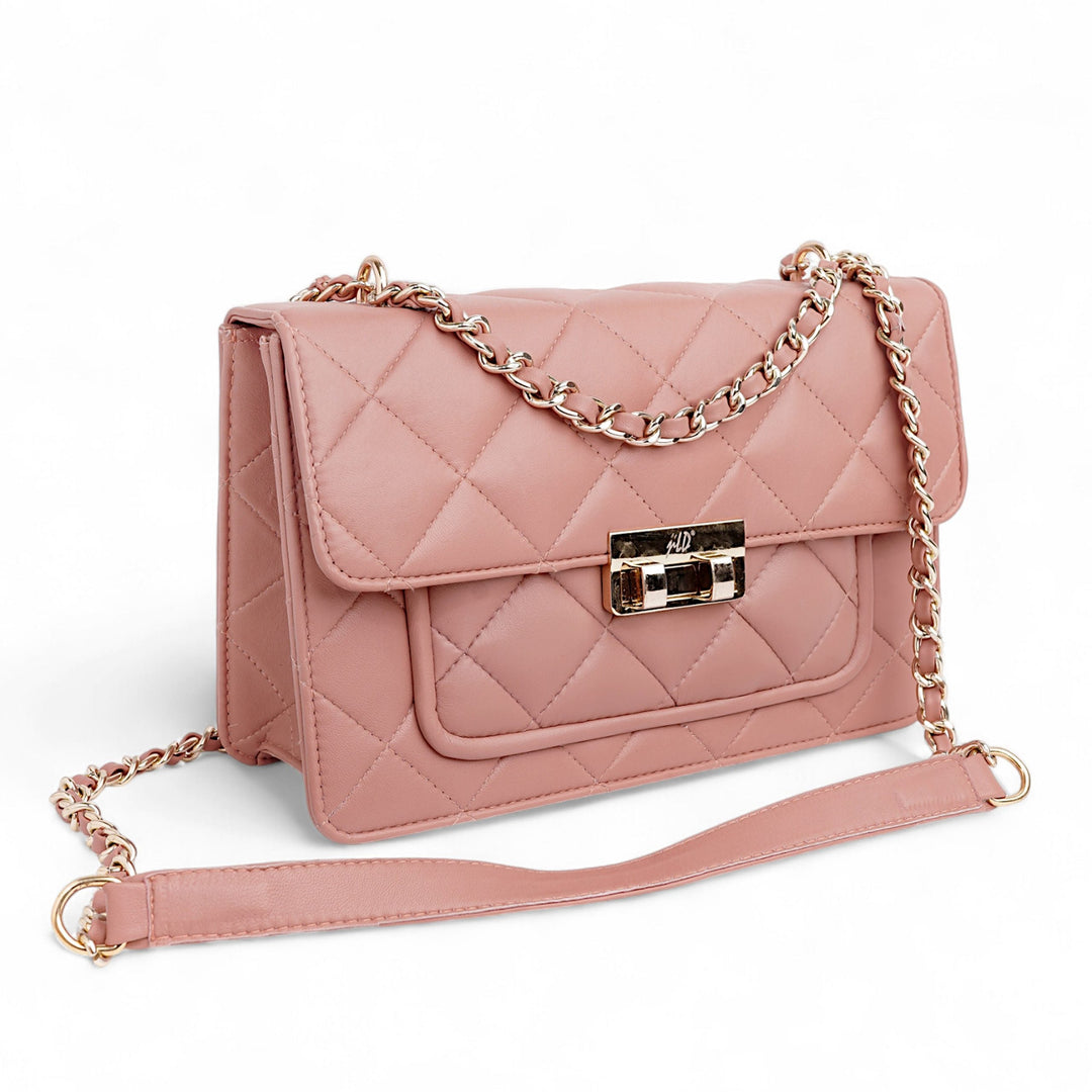 Flora Quilted Crossbody Leather Bag - Pink - Image 6