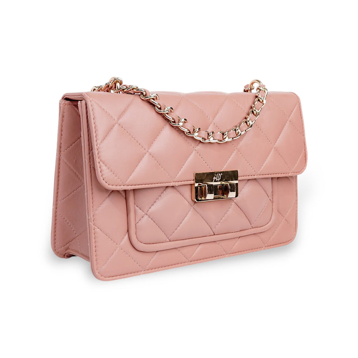 Flora Quilted Crossbody Leather Bag - Pink - Image 9