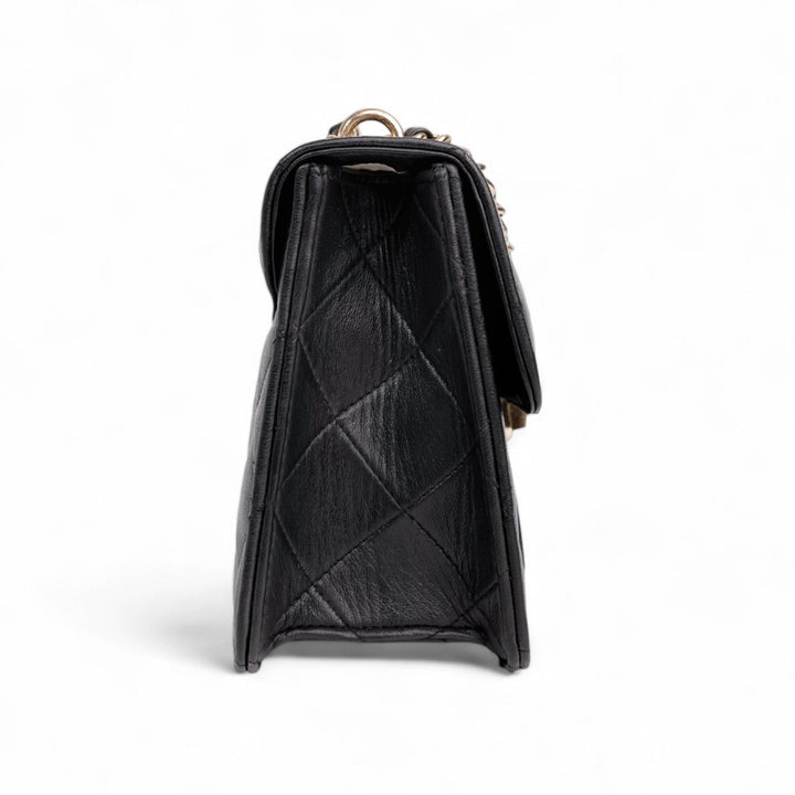 Flora Quilted Crossbody Leather Bag - Black - Image 9