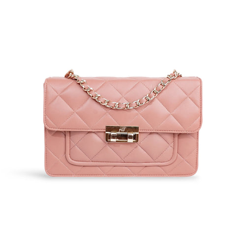 Flora Quilted Crossbody Leather Bag - Pink