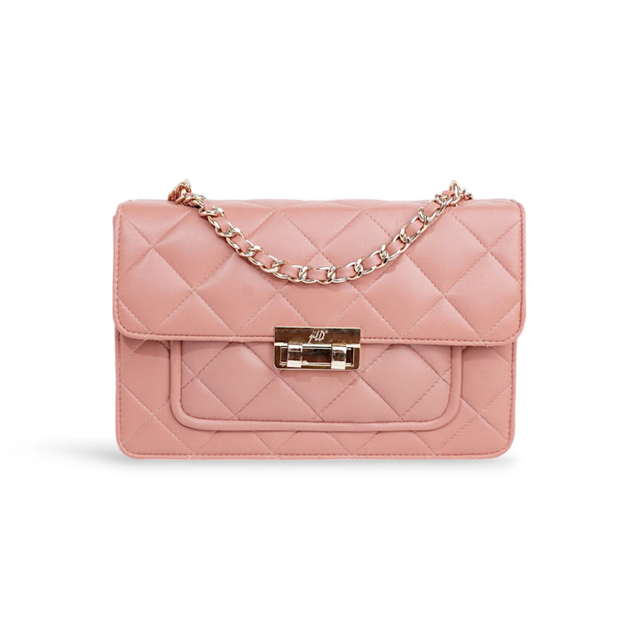 Flora Quilted Crossbody Leather Bag - Pink - Image 1