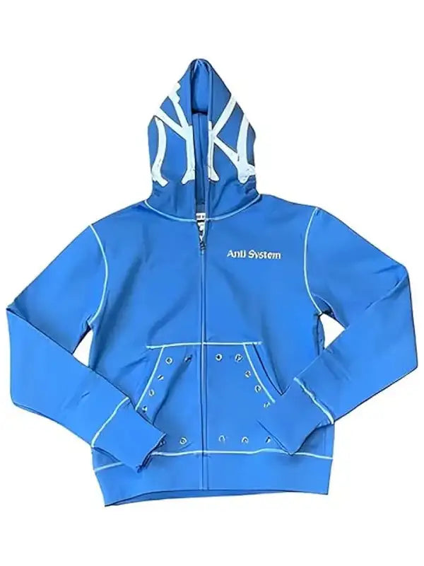 Bright blue Anti System full-zip hoodie 