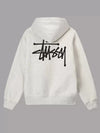 Back view of beige Stussy basic hoodie