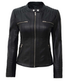 Black leather jacket with zippers on a white background