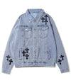 Front view of the Chrome Hearts Denim Jacket for blue