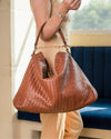 Handmade Woven Original Tan Brown Leather Bag - Image 4