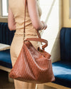 Handmade Woven Original Tan Brown Leather Bag - Image 6