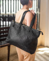 Handmade Woven Original Leather Bag With Zipper-Black - Image 5
