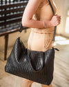Handmade Woven Original Leather Bag With Zipper-Black - Image 6