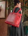 Handmade Woven Original Leather Bag With Zipper-Red - Image 2