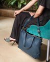 Handmade Woven Original Leather Bag With Zipper-Blue - Image 5