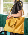 Handmade Woven Original Leather Bag With Zipper-Yellow - Image 6