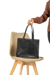 Everyday Women's Black Leather Zipper Tote Bag - Image 4