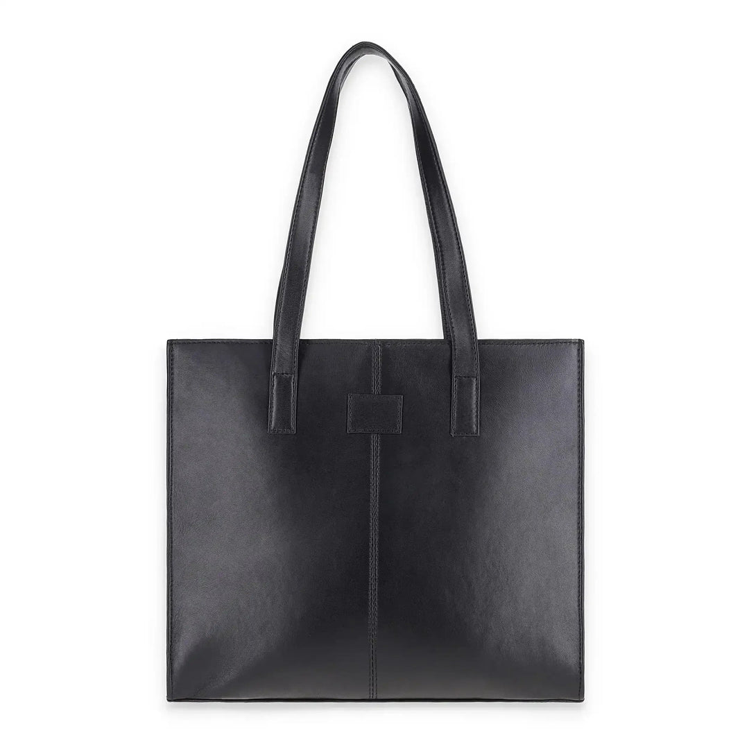 Everyday Women's Black Leather Zipper Tote Bag - Image 1