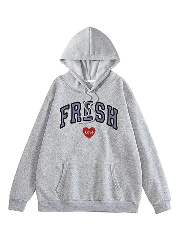 Front view of the Gray Fresh Love Hoodie