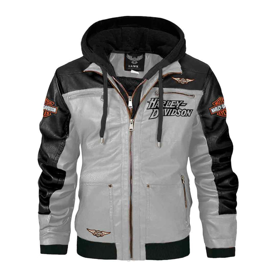Harley Davidson Grey Hooded Jacket Front View