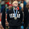 Front view of the Italia Olympic Hoodie in black with 'ITALIA' in large white text