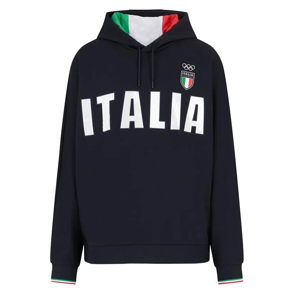 Front view of the Italy Olympic Black Hoodie