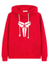 Front view of the Kobe Mamba Halo Red Hoodie red pullover featuring a large white Mamba logo on the chest.
