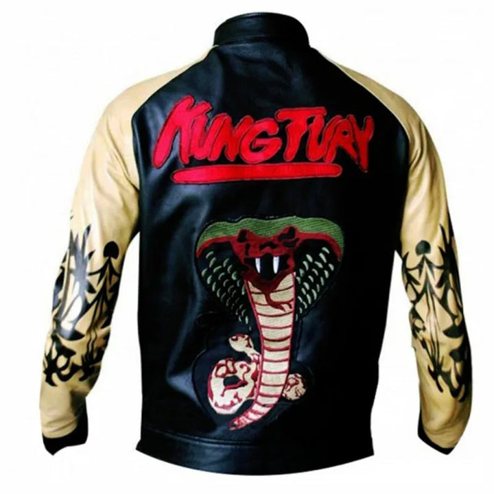 Kung Fury Jacket with cobra logo on back