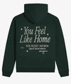 Back view of the Lonely Ghost Feel Like Home Green Hoodie
