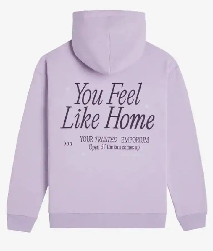 Back view of the Lonely Ghost Feel Like Home Light Purple Hoodie