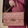 Flora Quilted Crossbody Leather Bag - Pink - Image 12
