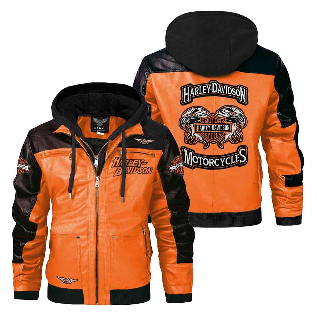Harley Davidson Orange Hooded Jacket