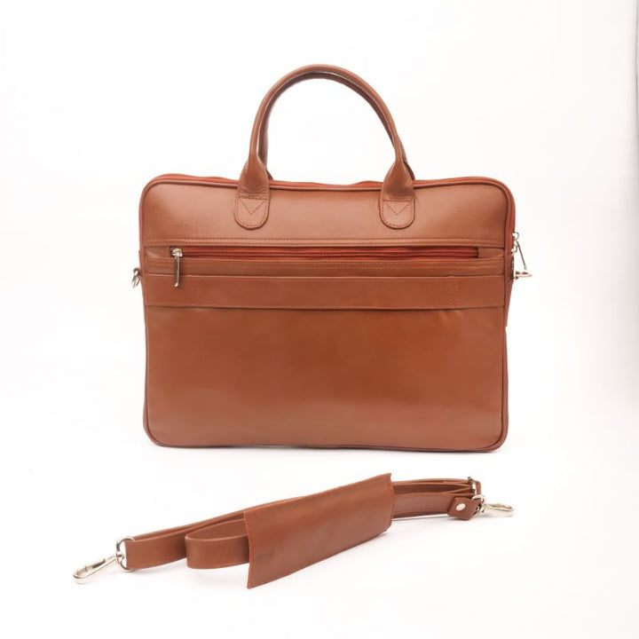 Parker Slim Leather Laptop Bag-Tan - Image 11